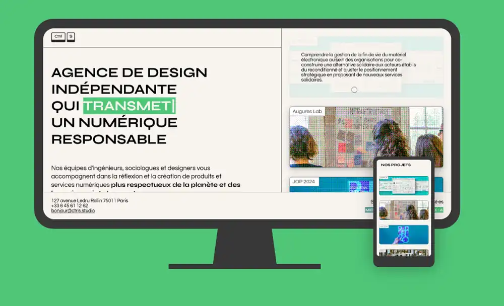 Prévisualisation du site de Ctrl S, conçu en partie par Hugo Giffard.